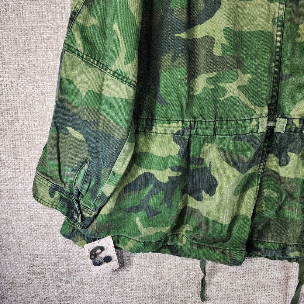 Free People Seize The Day Canvas Military Jacket‎ Womens L Green Tan Camo NWT - Picture 11 of 16